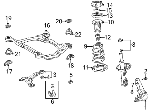 2005 Toyota Camry Front Suspension, Lower Control Arm, Stabilizer Bar, Suspension Components Strut Diagram for 48510-A9390