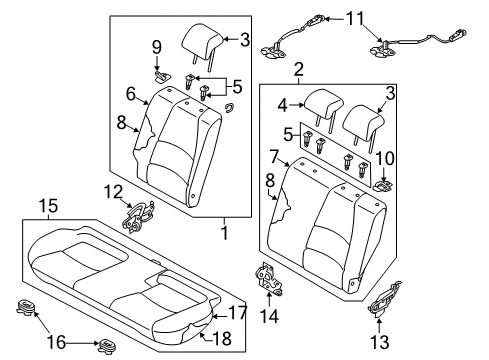 2017 Toyota Yaris iA Rear Seat Components Hinge Assembly Diagram for 71345-WB002