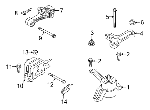 2021 Kia Rio Engine & Trans Mounting Engine Mounting Support Bracket Diagram for 21825H9000