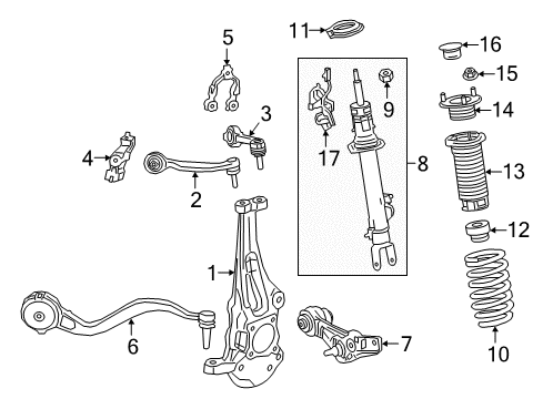 2020 Lexus LC500 Front Suspension Components, Lower Control Arm, Upper Control Arm, Ride Control, Stabilizer Bar Front Suspension Upper Control Arm Assembly No.2 Right Diagram for 48610-11020