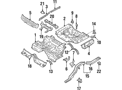 2001 Infiniti Q45 Rear Body - Floor & Rails Floor-Rear, Rear Diagram for 74514-4P030