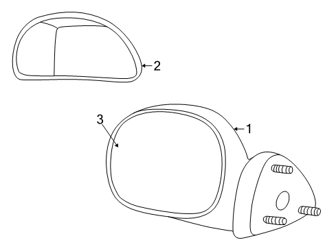 2002 Lincoln Blackwood Outside Mirrors Mirror Assembly Diagram for 2C6Z-17683-AA