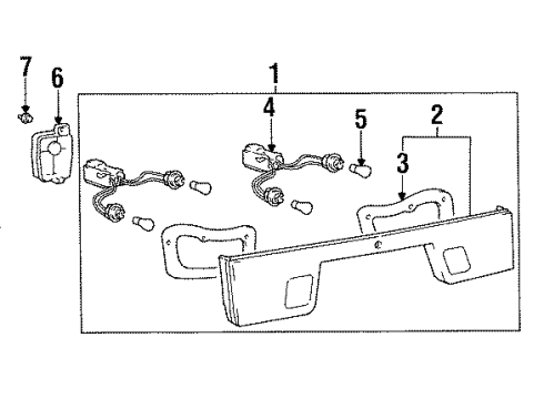 1995 Hyundai Sonata Bulbs Lens & Housing-Rear Combination Inside Lamp Diagram for 92450-34050