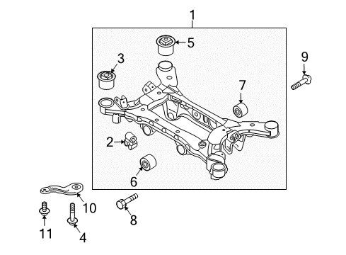 2010 Hyundai Genesis Coupe Suspension Mounting - Rear Bushing-Crossmember Mounting Diagram for 55490-2M000