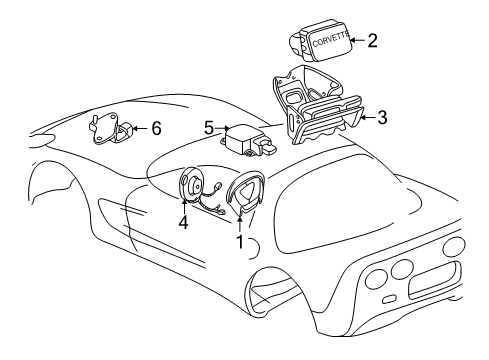 2000 Chevrolet Corvette Air Bag Components Coil Kit, Inflator Restraint Steering Wheel Module Diagram for 26095710