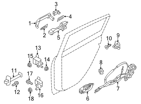 2011 Nissan Leaf Rear Door Motor Assembly - Regulator, LH Diagram for 82730-CV01C