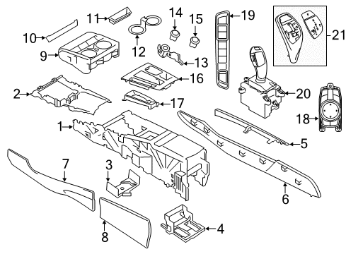 2014 BMW X5 Front Console Trim, Aluminium, Centre Console, Left Diagram for 51168058571