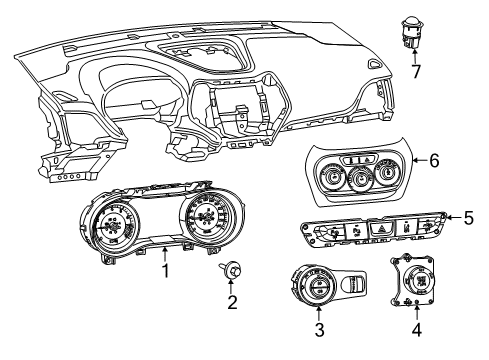 2018 Jeep Cherokee Switches Cluster-Instrument Panel Diagram for 68309043AD