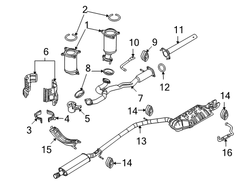 2010 Ford Taurus Exhaust Components Muffler & Pipe Diagram for AG1Z-5230-B