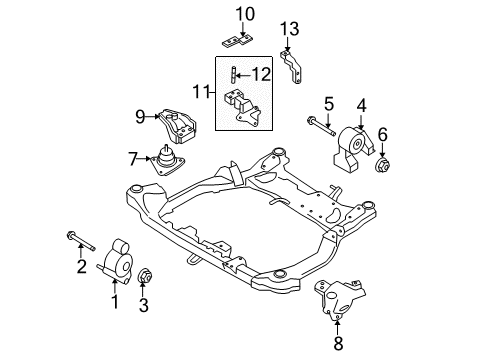 2012 Hyundai Elantra Engine & Trans Mounting Bracket Assembly-Roll Stopper, Rear Diagram for 21930-1H000