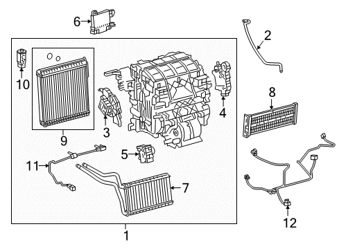 2016 Toyota Prius Air Conditioner Evaporator Assembly Diagram for 87050-47330