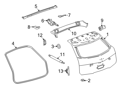 2014 Cadillac CTS Lift Gate Hinge Diagram for 20909797