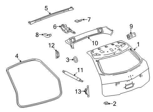 2014 Cadillac CTS Lift Gate Wedge Diagram for 25808027