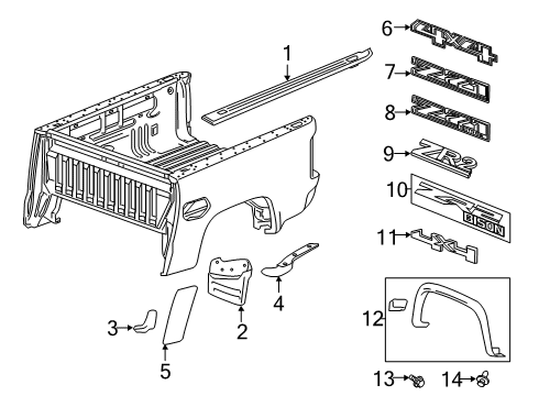 2021 Chevrolet Colorado Exterior Trim - Pick Up Box Deflector Diagram for 23346481