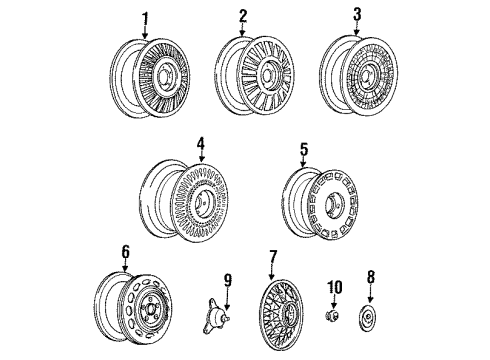 1988 Cadillac Seville Wheels Hub Cap ASSEMBLY Diagram for 25537432