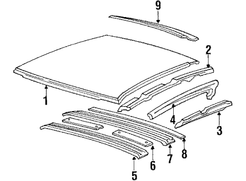 1989 Chevrolet Beretta Roof & Components Weatherstrip-Roof Side Rail Pinchweld Diagram for 10073939