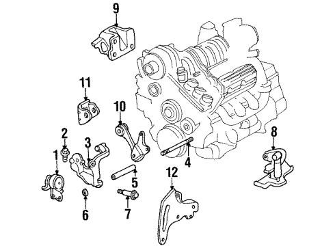 1999 Buick LeSabre Engine & Trans Mounting Bracket-Trans Mount Strut Diagram for 22145351