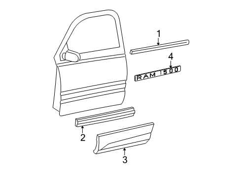 2006 Dodge Ram 1500 Exterior Trim - Door Molding-Front Door Diagram for 55077725AA