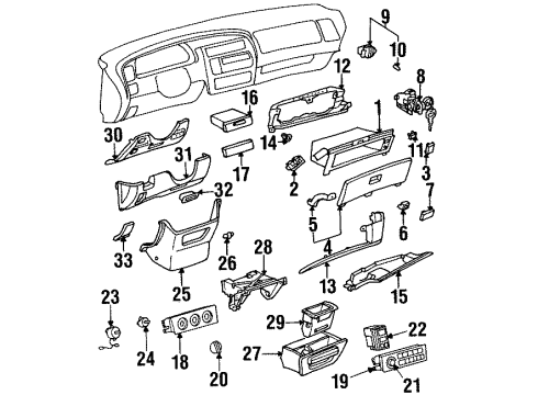 1997 Toyota Avalon Instrument Panel Dash Control Unit Diagram for 55910-07011