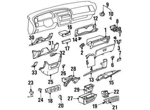 1997 Toyota Avalon Instrument Panel Switch Assembly, HETER Diagram for 87290-07010