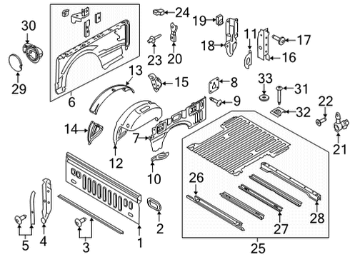 2021 Ford F-150 Front & Side Panels Mirror Bolt Diagram for -W505424-S450B