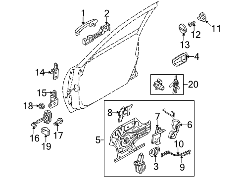 2005 Kia Amanti Front Door Module Assembly-Front Door, RH Diagram for 824803F010