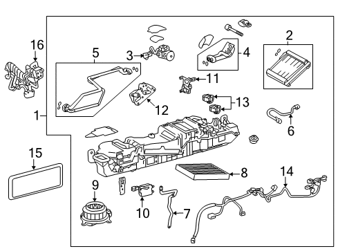 2015 Lexus LS600h Auxiliary Heater & A/C Evaporator Sub-Assy (Rear) Diagram for 88501-50280