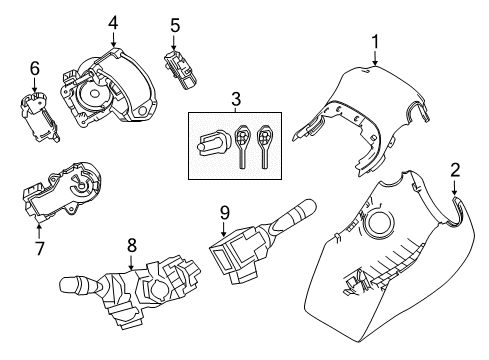 2018 Toyota C-HR Shroud, Switches & Levers Upper Column Cover Diagram for 45286-F4010-C0