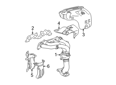 1999 Toyota Solara Exhaust Manifold Heat Shield Diagram for 17166-74020