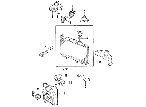 2005 Acura RSX Cooling System, Radiator, Water Pump, Cooling Fan Motor, Cooling Fan Diagram for 19030-PND-A01