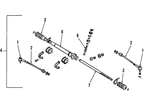 1986 Nissan Sentra Steering Column & Wheel, Steering Gear & Linkage Steering Gear Diagram for 48010-33A10