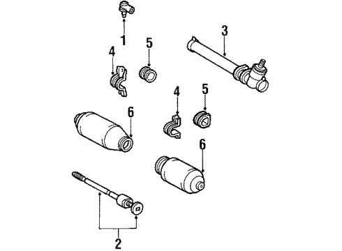 1988 Toyota Tercel Steering Column, Steering Wheel & Trim, Steering Gear & Linkage GROMMET, Steering Rack Housing Diagram for 45516-10040