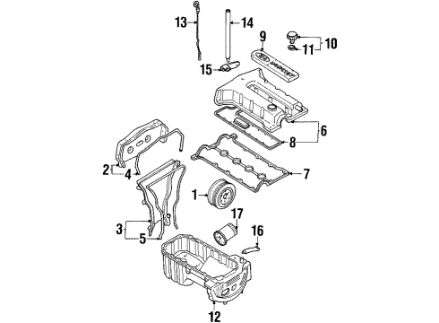 2001 Kia Sephia Filters Gasket-Cover, Lower Diagram for 0K24710502