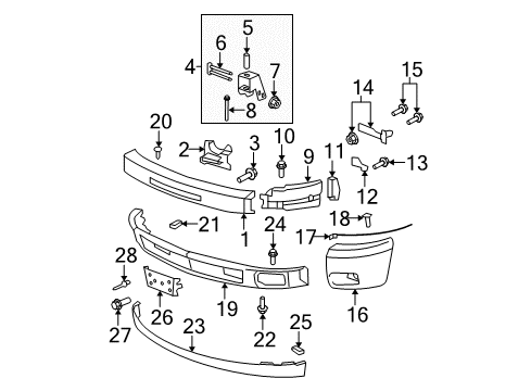 2012 Chevrolet Silverado 1500 Front Bumper Carpet Retainer Clip Diagram for 25639958