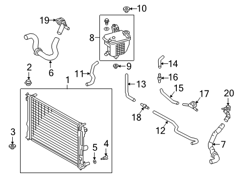 2019 Lexus UX200 Radiator & Components Radiator Assembly Diagram for 16400-24320