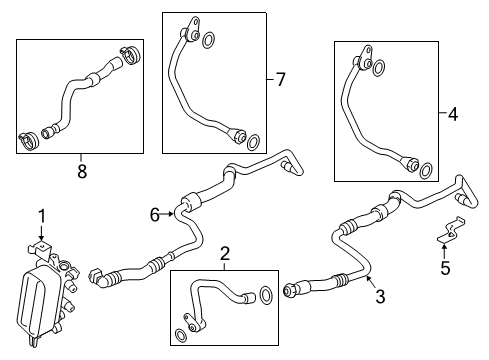 2013 BMW 650i xDrive Trans Oil Cooler Oil Cooling Pipe Outlet Diagram for 17227599920