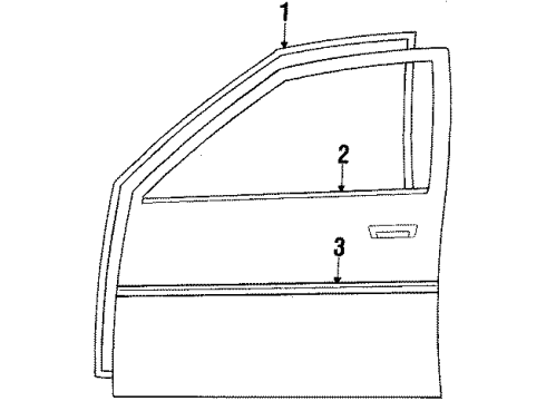 1986 Toyota Camry Front Door Weatherstrip Assy, Front Door Glass, Inner Diagram for 68170-32020