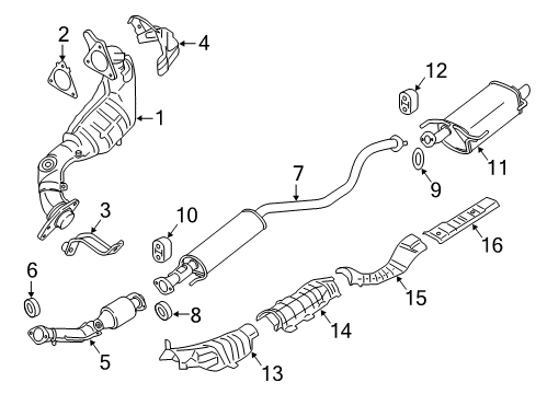 2014 Nissan Juke Exhaust Components Three Way Catalyst Converter Diagram for 208A2-1TX0A