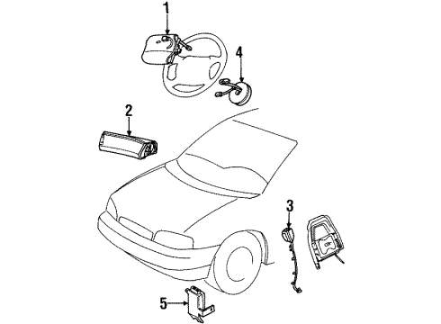 1999 Ford Windstar Air Bag Components Clock Spring Diagram for YF2Z-14A664-BB