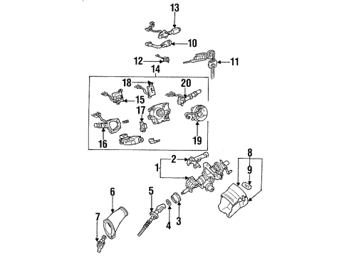 1993 Lexus GS300 Switches Cylinder & Key Set, Ignition Switch Lock Diagram for 69057-30140
