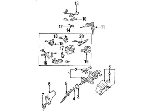 1993 Lexus GS300 Switches Gear Assy, Tilt Steering, W/Motor Diagram for 45810-30100