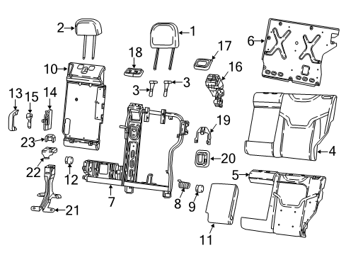 2018 Jeep Compass Rear Seat Components Rear Seat Center Armrest Diagram for 5VE56DX9AB