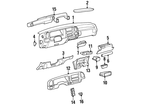 1995 GMC Yukon A/C & Heater Control Units Heater & Air Conditioner Control Assembly Diagram for 16233143