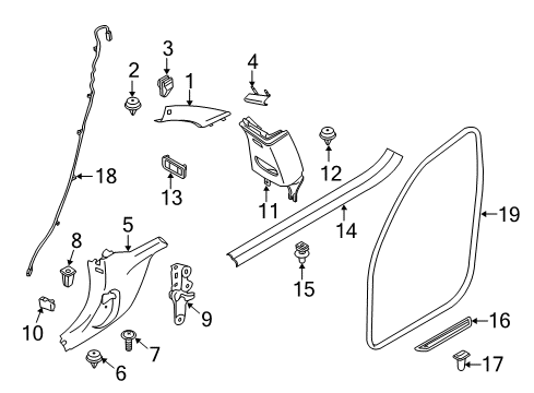 2017 BMW 430i Interior Trim - Pillars, Rocker & Floor Cover, B-Column Upper Right Diagram for 51438056974