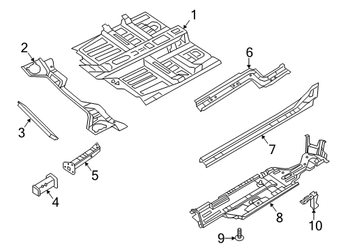 2016 Chrysler 200 Pillars, Rocker & Floor - Floor & Rails Rail-Frame Side Diagram for 68091438AA