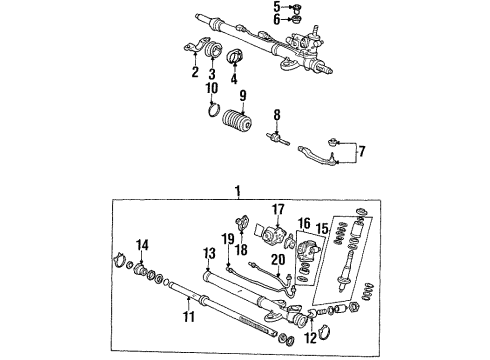 1998 Acura TL P/S Pump & Hoses, Steering Gear & Linkage Rubber A, Power Steering Pipe Insulator Diagram for 53738-SZ5-A00