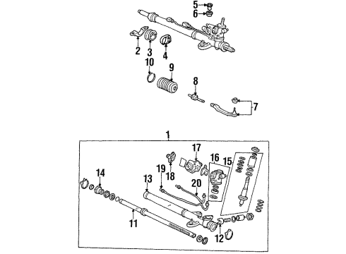 1998 Acura TL P/S Pump & Hoses, Steering Gear & Linkage Rack, Power Steering Diagram for 53601-SZ5-A00