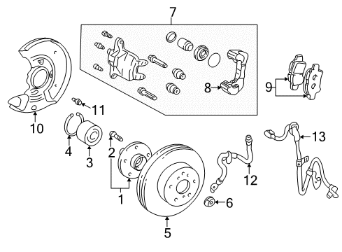 2000 Toyota Echo Brake Components Splash Shield Diagram for 47782-52010