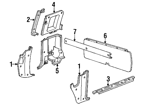1992 Chevrolet S10 Interior Trim Panel Asm-Body Side Upper Trim *Dark Charcoal Diagram for 15960458