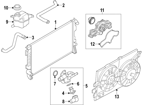 2018 Ford Explorer Cooling System, Radiator, Water Pump, Cooling Fan Lower Hose Diagram for FB5Z-8286-A